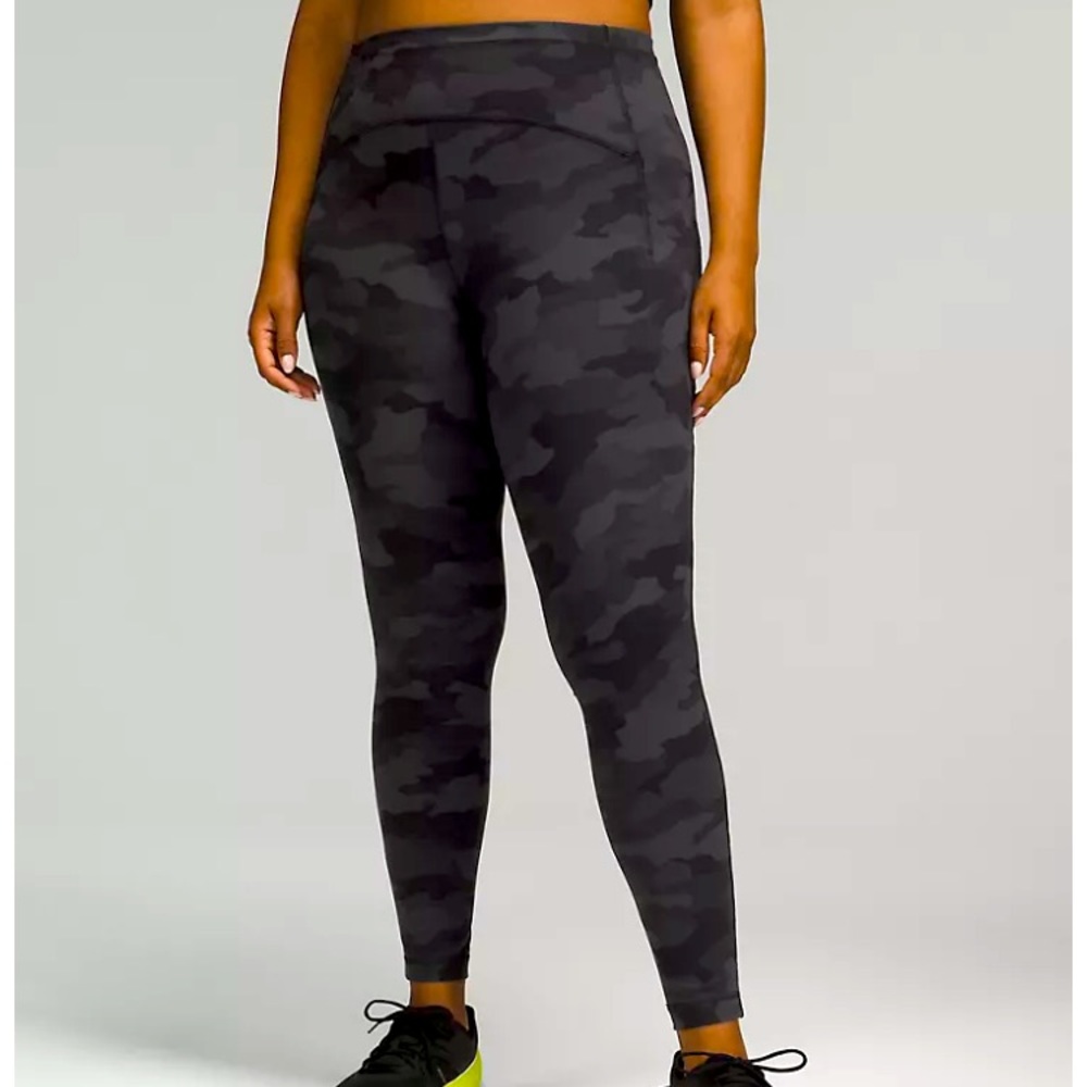 Lululemon Swift Speed High Rise tight 28” size 18. Deep Coal Camo.